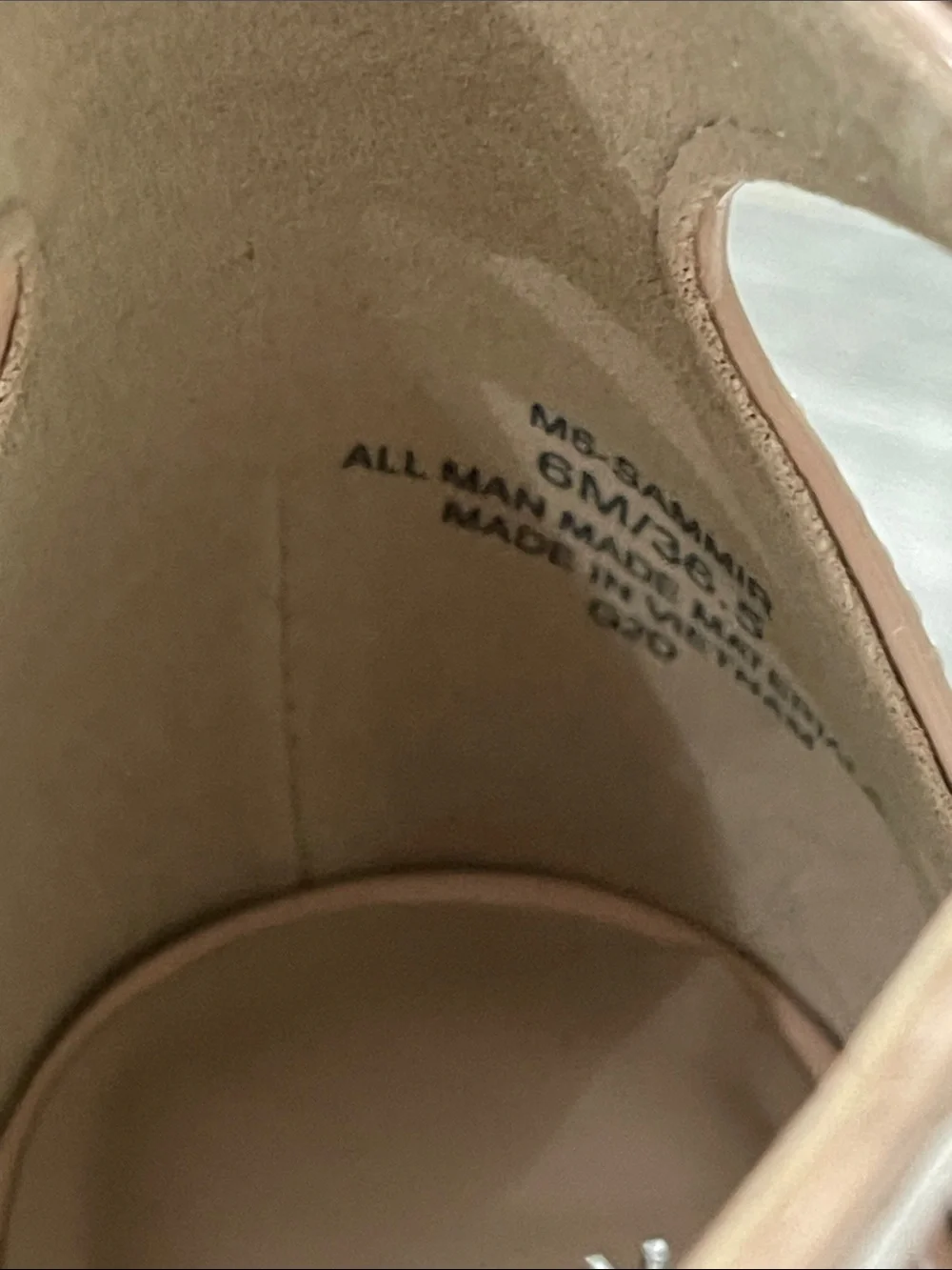 Mix No. 6 Nude Tan  Platform Block Heel Sandals Ankle Strap Sammir sz 6